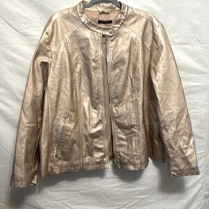 Champagne/Rose Gold Metallic Leather-like Jacket by Baccini- 3X/4X or size 22/24